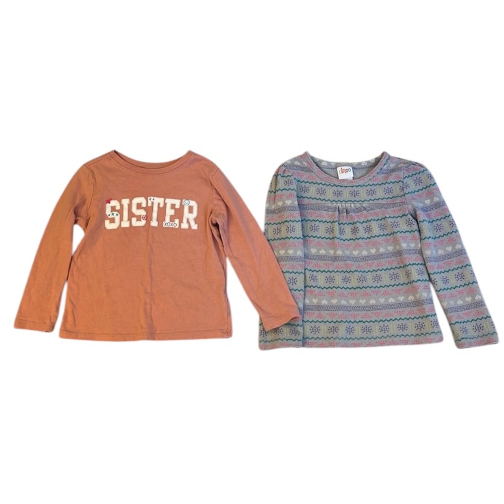 ✨5/$25 Toddler Girls Long Sleeve Shirts Lot of 2, Size 4T
